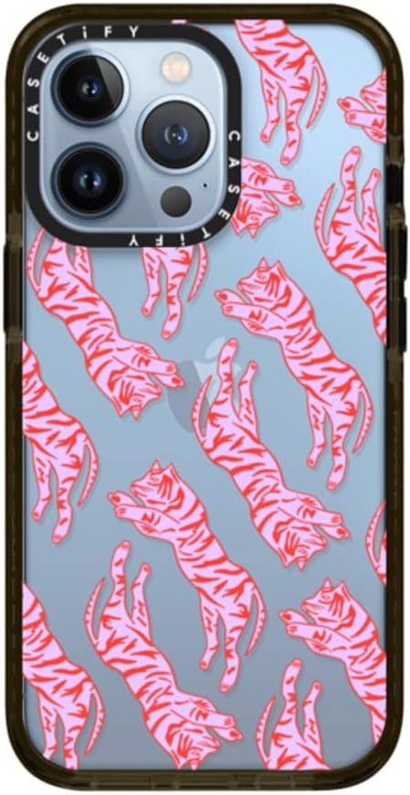 CASETiFY Impact iPhone 13 Pro Case [6.6ft Drop Protection] - Tigers by Grace Owen - Clear Black