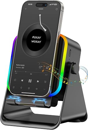 TARKARI Wireless Induction Speaker, Phone Stand with Wireless Charging Function, Bluetooth Phone Speakers Amplifier for iPhone Android, Birthday Gifts for Men Women Him