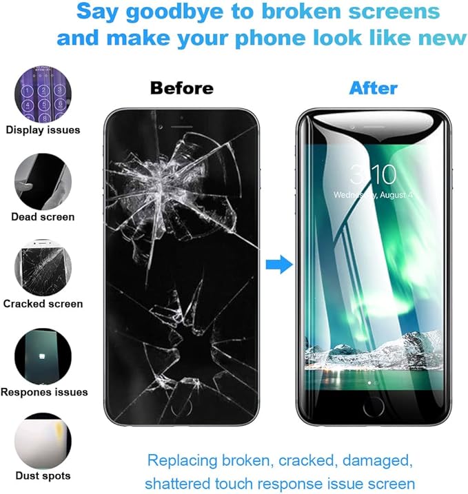 EFAITHFIX for iPhone 7 Plus LCD Screen Replacement White 5.5 Inch Frame Assembly LCD Display 3D Touch Screen Digitizer with Repair Tools Kit Tempered Glass Screen Protector for A1784, A1785, A1661