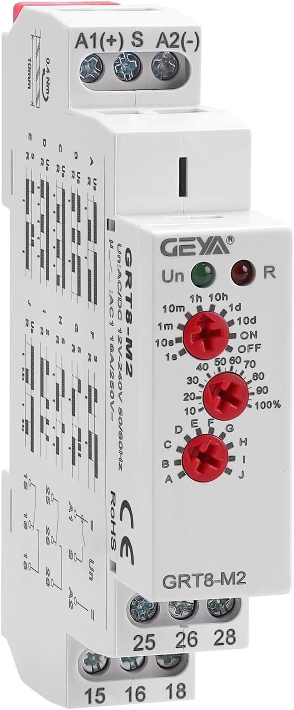16A Multifunction Time Relay with 10 Function Choices AC/DC12V-240V Relay(GRT8-M2,AC/DC12V~240V)