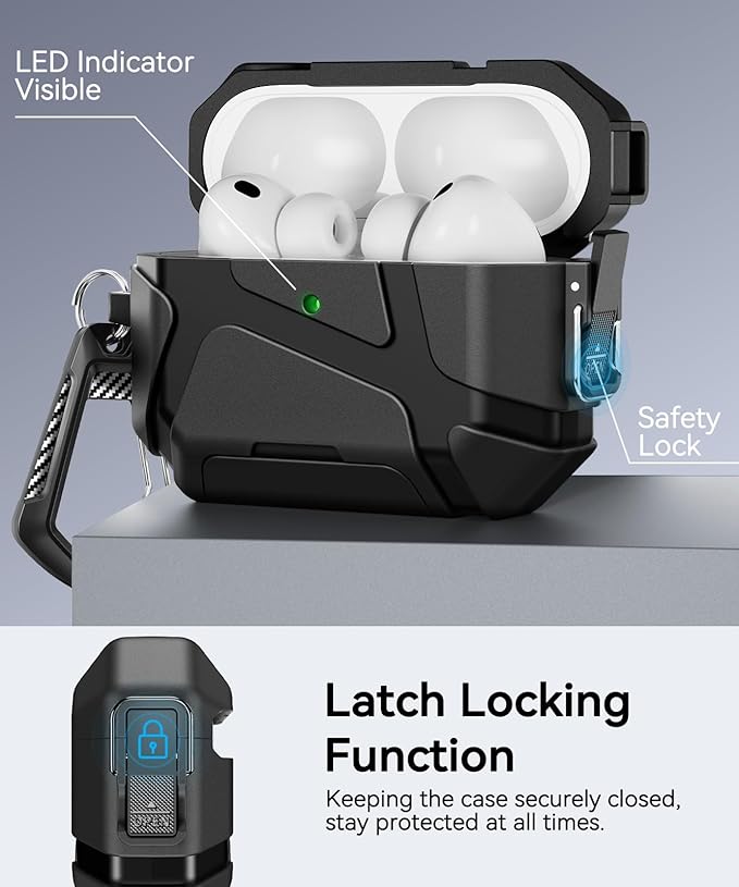 for AirPods Pro 3rd Case (2025 New),Secure Lock & Phone Stand Design Compatible with Airpods Pro 3 Generation Cover with Cleaner Kit-Balck