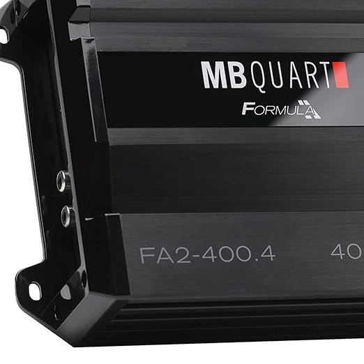 MB Quart Formula 400 Watt 1 Ohm Stable 4 Channel Full Range Class Q1 Car Audio Mobile Amplifier with Bass Remote, FA2-400.4, Black