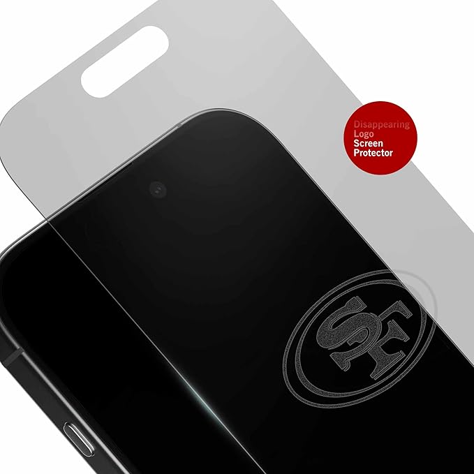 NFL San Francisco 49ers Clear Screen Protector for iPhone 14,13 & 13 Pro - with Disappearing Logo - Scratch-Resistant and Easy-to-Install Screen Protectors (Includes Installation Tray)