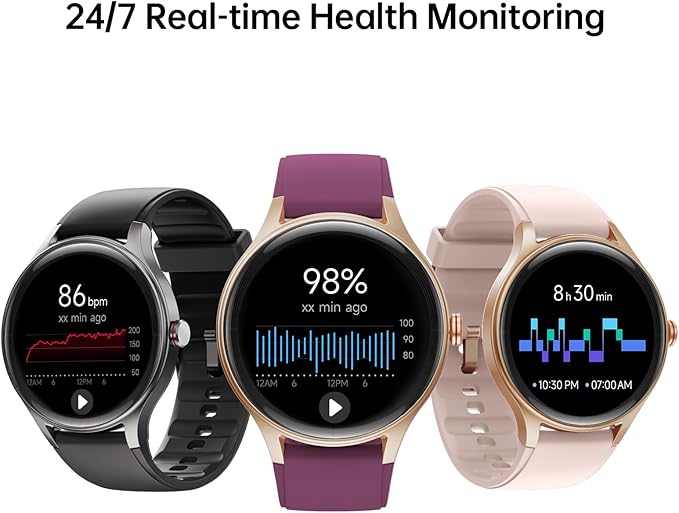 Smart Watch for Women,1.57inch AMOLED Touchscreen Fitness Watch for iPhone & Android,Heart Rate/Sp02/Sleep Monitor,110+ Sport Modes IP68 Waterproof Bluetooth Calls,2 Bands (Purple, 1.57)