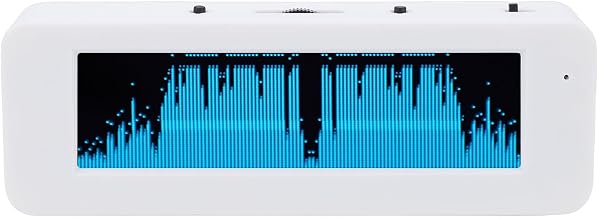 PUSOKEI OLED Music Spectrum Display, Audio Level Visualizer with Voice Control, 10 Modes for PC Car HiFi, Shows Time Date Temp Humidity, PC Hardware Monitor (White Shell Blue Screen with Li Battery) - Image 1