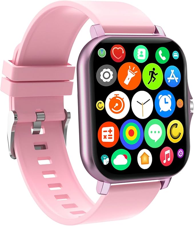 Smart Watch, 1.81" Upgraded Full Touchscreen Smart Watch for Android iPhones with Heart Rate Blood Pressure Monitor, Multiple Sports Fitness Tracker with Smart Watches for Women Men (Pink)