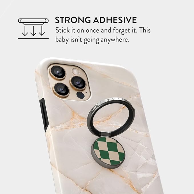 BURGA Cell Phone Ring, Holder Grip and Stand - Finger Phone Grip for Back of Smartphone Case, Kickstand 360 Rotation, Universal Ring for iPhone Samsung Galaxy Huawei Google Pixel, Stylish Accessories