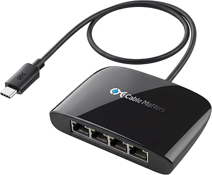 Cable Matters USB C to 4-Port Gigabit Ethernet Switch, TB5/TB4 Compatible