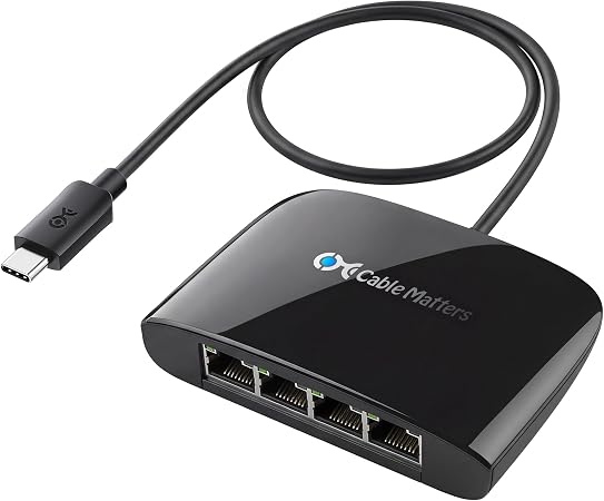 Cable Matters USB C to 4-Port Gigabit Ethernet Switch, TB5/TB4 Compatible