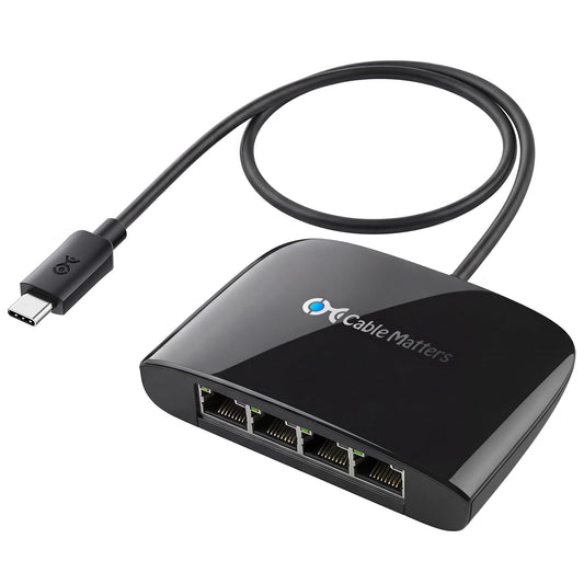Cable Matters USB C to 4-Port Gigabit Ethernet Switch, TB5/TB4 Compatible