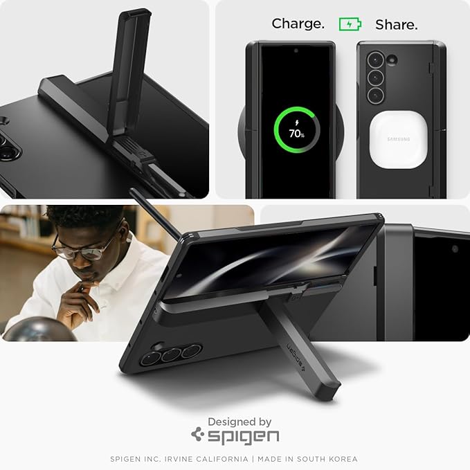 Spigen Tough Armor Pro P Designed for Galaxy Z Fold 6 Case (2024) [Hinge Protection] [Military-Grade Protection] - Black