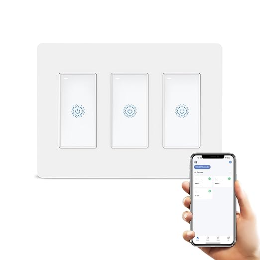 Milfra Touch Smart Switch - 3 Gang, WiFi Light Switches, Alexa Compatible, Neutral Wire Needed, No Hub Required