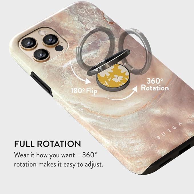 BURGA Cell Phone Ring, Holder Grip and Stand - Finger Phone Grip for Back of Smartphone Case, Kickstand 360 Rotation, Universal Ring for iPhone Samsung Galaxy Huawei Google Pixel, Stylish Accessories