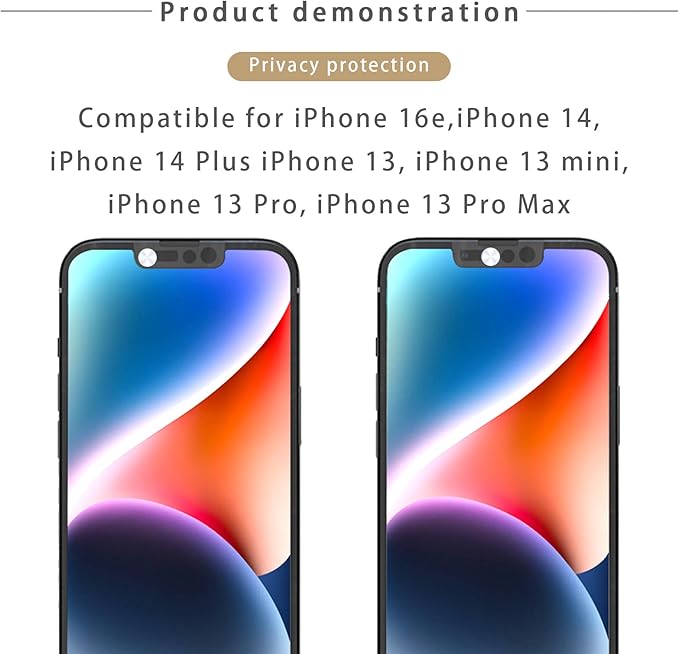 Phone Front Camera Cover,Webcam Cover Compatible for iPhone 16e / 14/14 Plus / 13/13 Mini /13 Pro / 13 Pro Max,Protect Privacy and Security,Not Affect Face ID, 2 Pack-Black