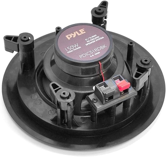 Pyle PDIC81RDBK, 8'' Ceiling Wall Mount Speakers - Pair of 2-Way Midbass Woofer Speaker 1/2'' Polymer Dome Tweeter Flush Design w/ 50Hz - 20kHz Frequency Response & 250 Watts Peak Easy Installation Black