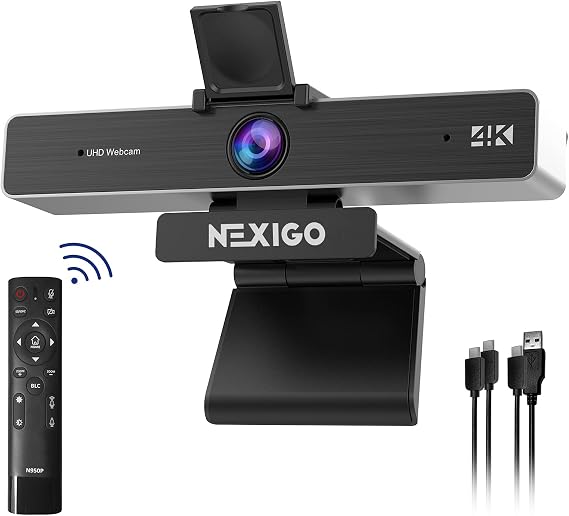 Zoom Certified, NexiGo N950P (Gen 2) 4K Zoomable Webcam, RF Remote, Sony_Starvis Sensor, 5X Digital Zoom, Pro Web Camera with Dual Stereo Mics