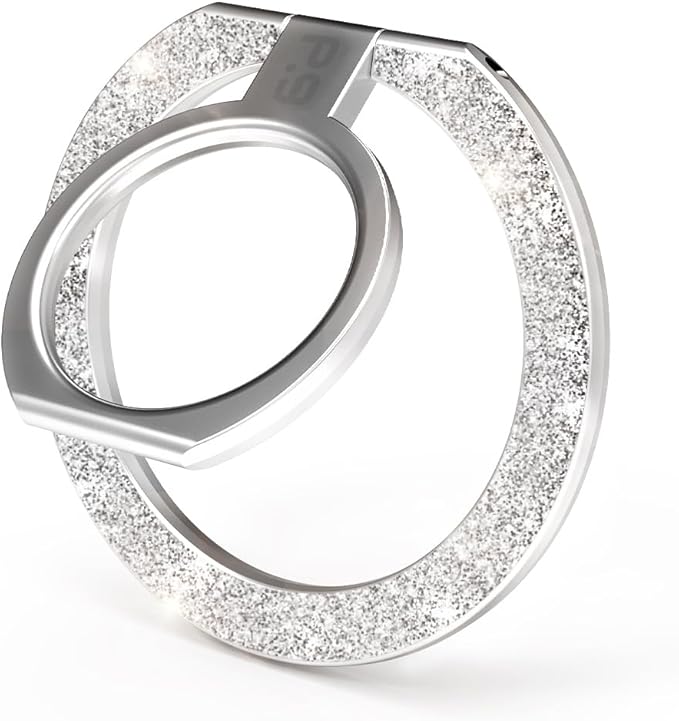 PureGear Magnetic Phone Grip Ring Stand, Magnetic Phone Ring Holder for MagSafe iPhone Air, 17, 17Pro, 17ProMax, 16, 16Pro, 16Plus, 16ProMax, 15, 15Plus, 14, 13,12 Adjustable Kickstand(Silver Glitter)