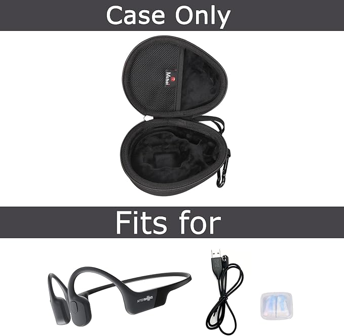 Mchoi Hard Case Suitable for Aftershokz Aeropex/Aftershokz Titanium Mini/Aftershokz Air/Aftershokz Openmove/Openrun Pro, Open-Ear Wireless Bone Conduction Headphones, Black, Case Only