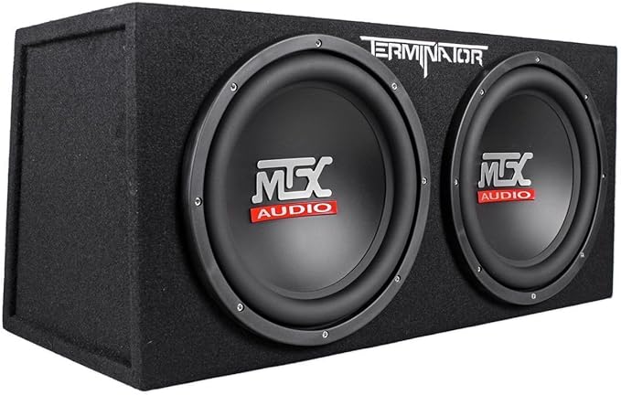 MTX Dual 12-Inch Subwoofers with Loaded Enclosure, 1200W Max Power, 400W RMS, Terminator - Car Audio Subwoofer and Speaker System with Deep Bass Sound