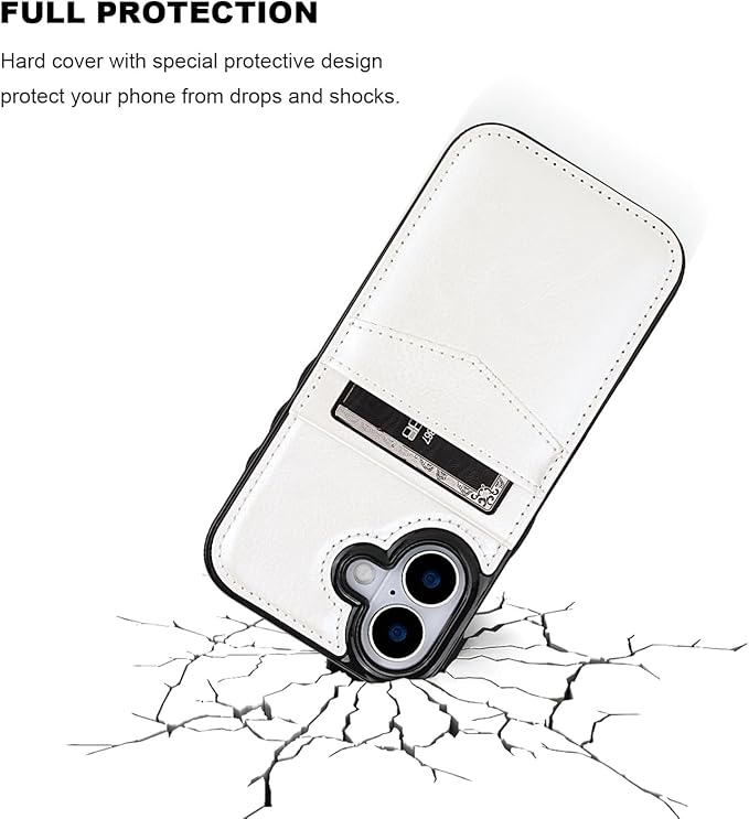 KIHUWEY Compatible with iPhone 17 Case Wallet with Credit Card Holder, Flip Premium Leather Magnetic Clasp Kickstand Heavy Duty Protective Cover for iPhone 17 6.3 Inch (White)