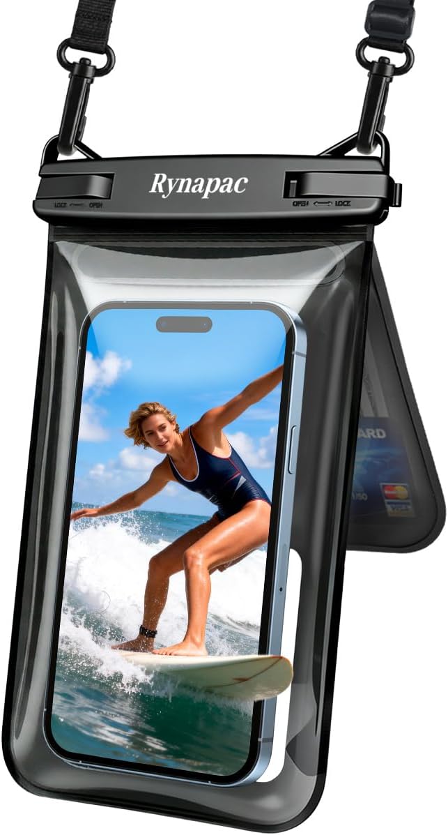 IPX8 Waterproof Phone Pouch Floating, [Up to 8.5''] Double Space Waterproof Phone Case with Lanyard for iPhone 17 16 15 Pro Max, Cell Phone Dry Bag for Beach Travel Cruise Ship Essentials
