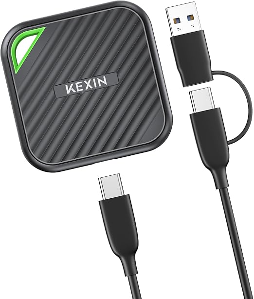 KEXIN External SSD 512G USB C Portable SSD Up to 2000MB/s External Solid State Drive USB 3.2 Gen 2x2 Type-C Portable Solid State Drive for PC Mac Game Console
