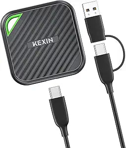 KEXIN External SSD 512G USB C Portable SSD Up to 2000MB/s External Solid State Drive USB 3.2 Gen 2x2 Type-C Portable Solid State Drive for PC Mac Game Console