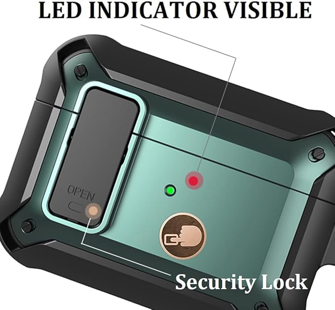 for Airpods Pro 2/1 Gen Case Cover with Lock (2019/2022/2023), Rugged Locking Case for Airpod Pro 2nd/1st Generation Shockproof Armor Protective Skin for Apple iPod Pro - B/Army Green