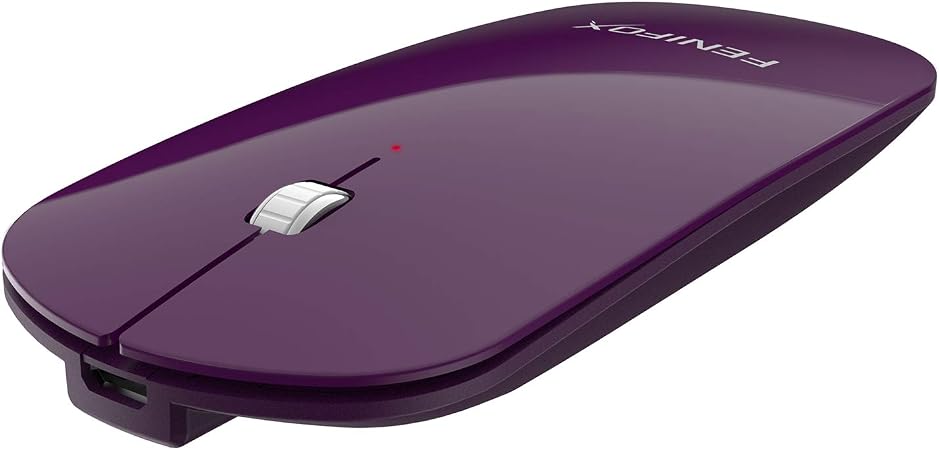 FENIFOX Bluetooth Mouse Slim, Whisper-Quiet Mini Flat Portable Mobile Mice Rechargeable Compatible with Laptop,PC,Android Windows Tablet - Deep Purple