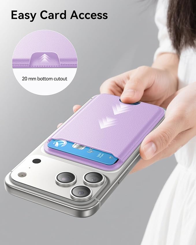 for MagSafe Wallet, 3 Cards Holder, Slim Magnetic Phone Wallet for iPhone 17/16/15/14/13/12 Pro Max Plus Air Series,RFID Blocking Vegan Leather,Purple