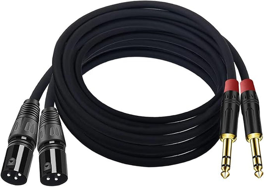 (2PACK/10FT) XLR to 1/4 TRS Stereo Adapter,XLR Male to 1/4 Inch (6.35mm) Balanced Microphone Stereo Audio Converter AdapterCable