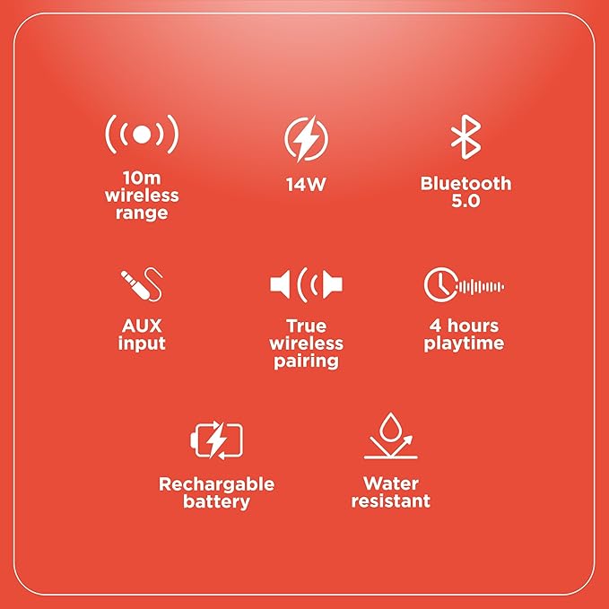 RadioShack IPX6 Waterproof Bluetooth Speaker with RGB Light and Mic, 14W (Black)