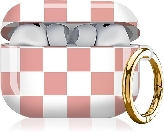 Compatible with AirPod Pro 3rd Generation Case 2025,Fashion Protective Cover with Keychain, Anti-Scratch, Drop Protection,Shockproof Cover for AirPod Pro 3 Women(Pink White Checkered)