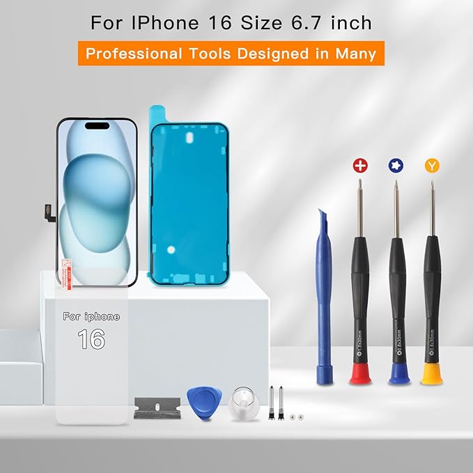 for iPhone 16 Screen Replacement Kit Full Assembly 6.1 inch,3D Touch LCD Display for A3287、A3288、A3081、A3286 Digitizer Screen and Repair Tools Kit