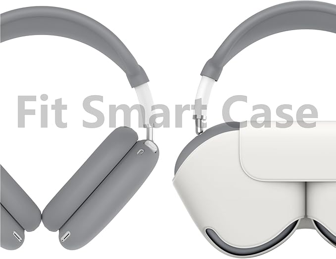 Silicone Case Cover for AirPods Max, Ear Pad Case Cover/Ear Cups Cover/Headband Cover for AirPods Max Headphones, Accessories Soft Silicone Protector for Apple AirPod Max New USB-C (2024) (Gray)