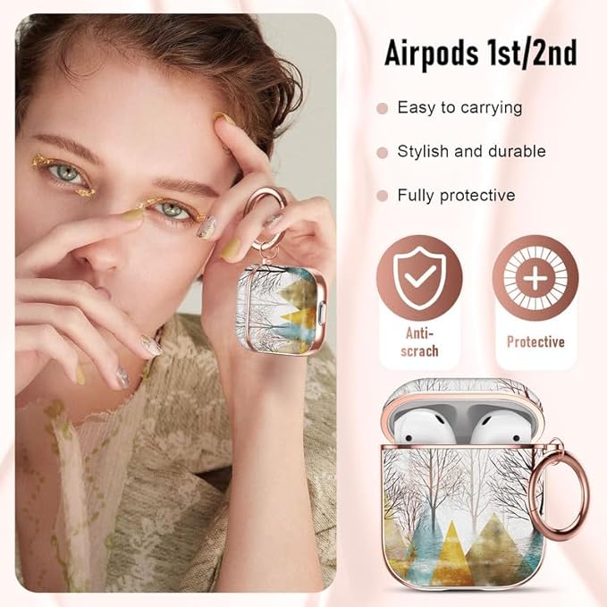 Maxjoy for AirPods 2nd Generation Case, Unique Design Hard Protective Shockproof Airpods Case Cover with Keychain Compatible with Apple AirPods 1st/2nd Charging Case, Sea Tree Lanyard