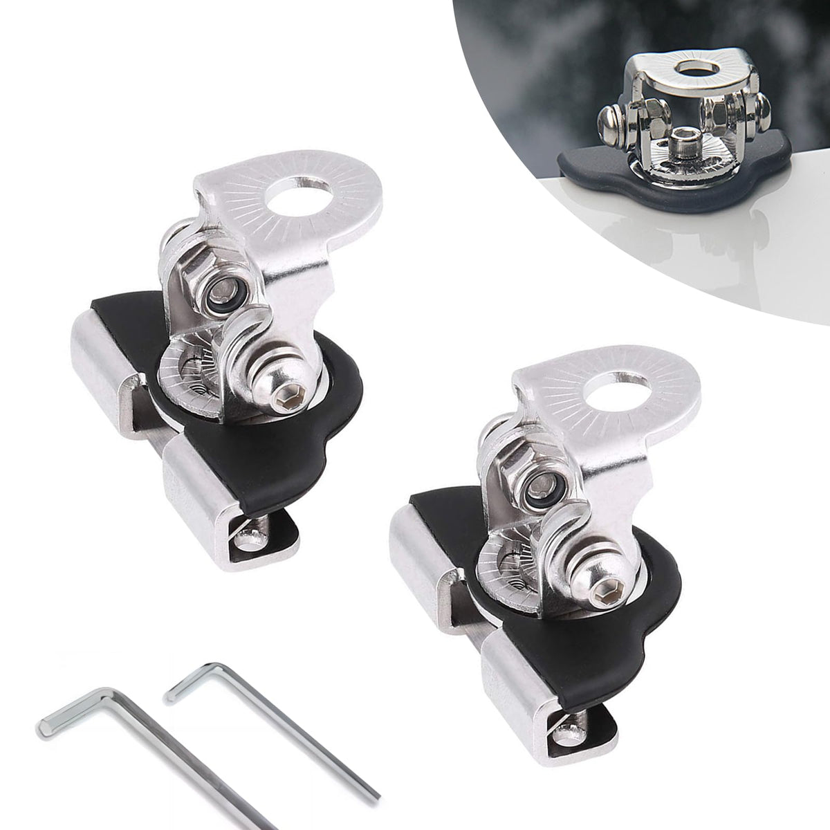 2 PCS Car Hood Light Bar Non-Destructive Fixing Bracket,Adjustable LED Work Light Base Mounting Holder, Safety Cushioning Metal Structure Bracket Column, Universal Car Accessories (Silver)