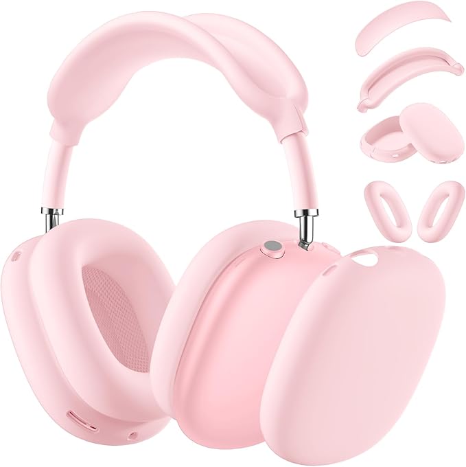 Lerobo for AirPods Max Case, Anti-Scratch Ear Pad & Headband Protector, Soft Silicone Skin for Apple AirPods Max 2024/2020 Accessories (Pink)