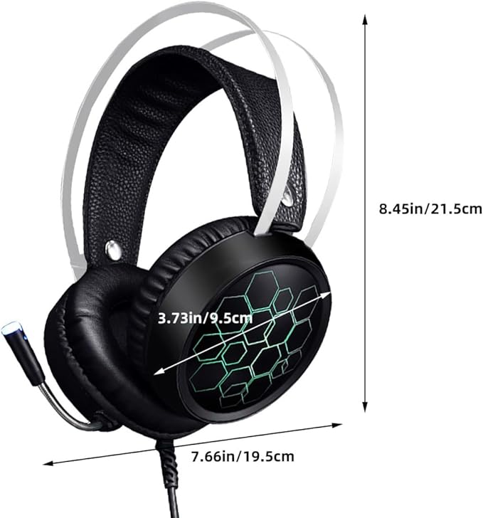 Gaming Headset with Mic USB 7.1 Wired Over-Ear Computer Headphone for Pc, RGB Light, Noise-isolating Microphone, Suitable for Online Gaming and Esports
