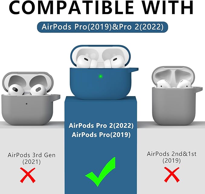 Ljusmicker for AirPods Pro Case Cover with Cleaner Kit,Silicone Protective Cases for Apple AirPod Pro 2nd/1st Generation Case for Women Men,AirPods Pro 2 Case Accessories with Keychain-Cobalt Blue