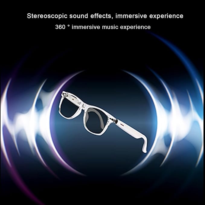 IVY TWS Smart Bluetooth Audio Glasses - Glesses Lens Kits (Blue Light Blocking & Sunglasses & Pink & Blue) for Office Outdoor Sports Drive - Smart Glasses for Men & Women - White Frame