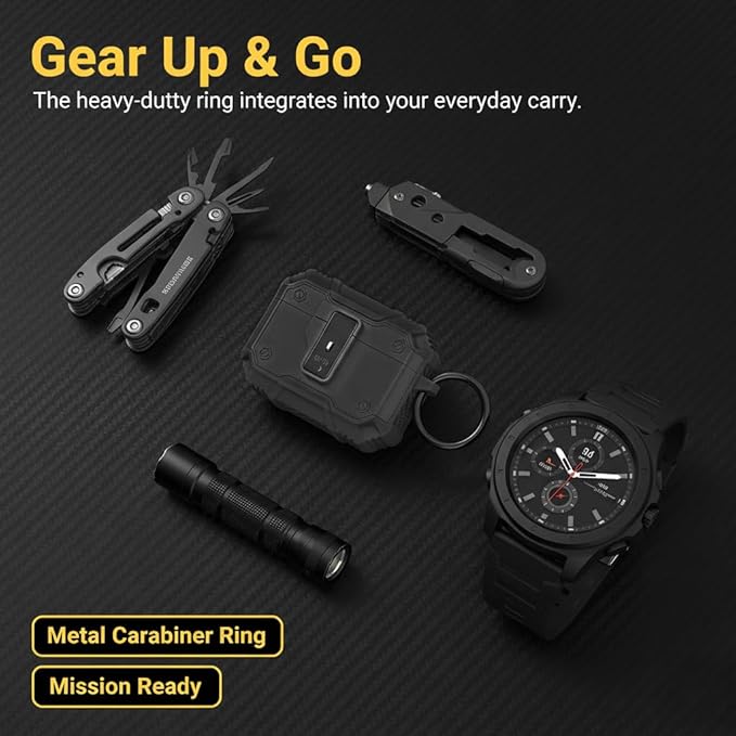 for AirPods Pro 3 Case, Secure Lock Magnetic Lid Cover with Keychain, Military Grade Shockproof Protective Case for Airpods Pro 3rd Generation, Wireless Charging & Front LED Visible,Black