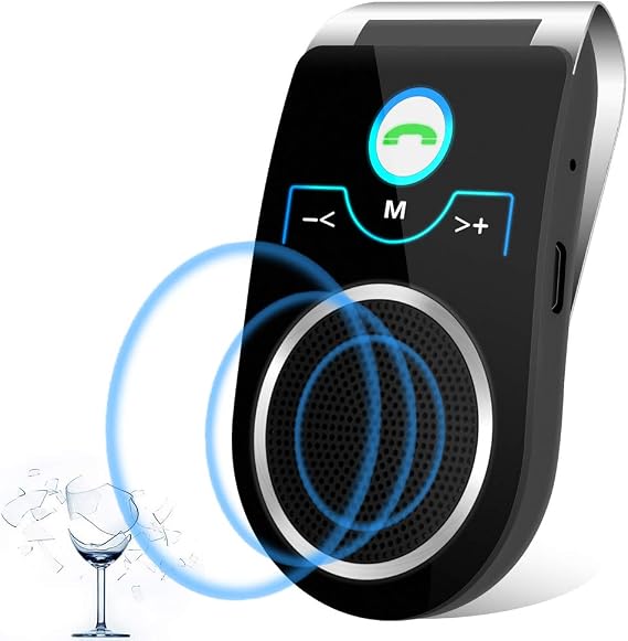 Bluetooth Car Speaker, Aigital Car Bluetooth Speaker for Handsfree Talking, Auto Off/Reconnection, Wireless Car Kit with Visor Clip, Support Siri Google Assistant, Connect to 2 Phones