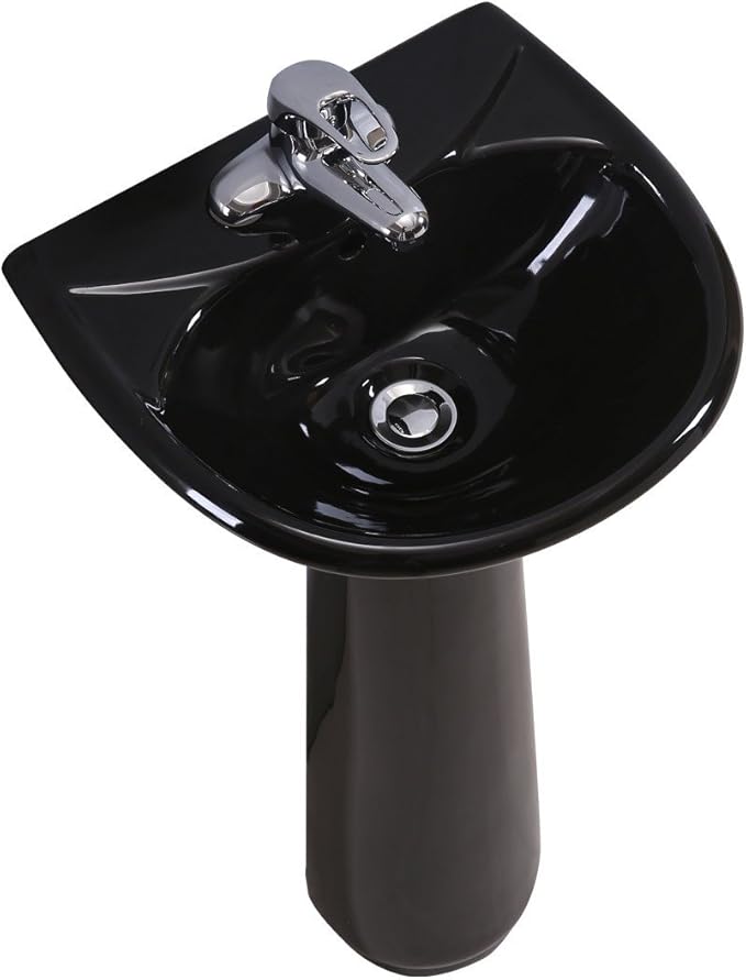Renovators Supply Manufacturing Ondine Black Pedestal Sink Small Vitreous China Space Saving Design 34" Height X 16" Wide