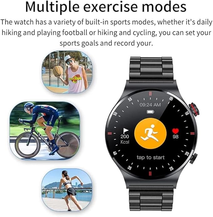FILIEKEU Bluetooth Calls Smart Watch Men Women Heart Rate Sleep Monitor Steps IP67 Waterproof Sport Fitness Tracker 1.3''Touch Screen Fasion Black Stainless Steel Smart Watches for Android iOS