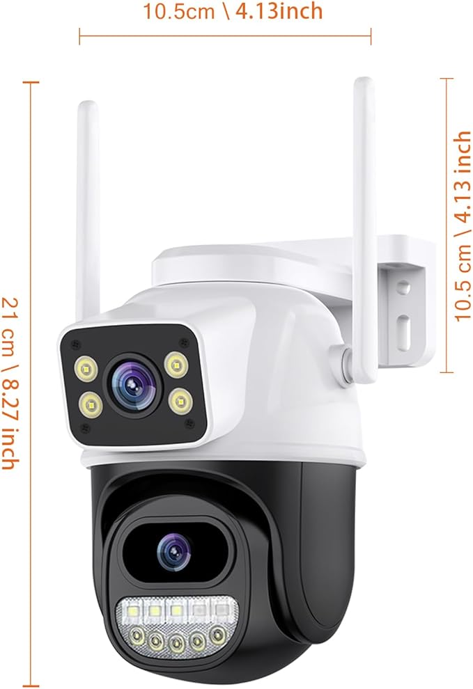 Security Camera Outdoor 2.4G WiFi PTZ Outdoor Camera Dual Lens Home Security Cameras Linkage 360°View 4MP Plug-in Cable Two-Way Talk,AI Detection,Full-Color Night Vision,Auto Tracking,24/7 Recording