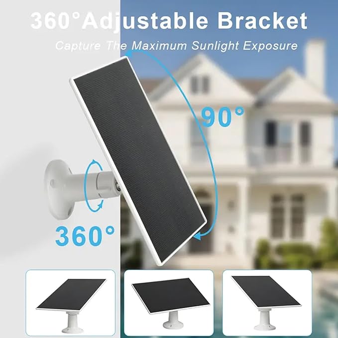Solar Panel for eufy Camera, for eufyCam 2/2 Pro,2C/2C Pro,E,soloCam E20/E40 Spotlight,IP65 Waterproof USB-C Solar Panel Charger for eufy with Micro USB & Micro Plug (1Pack)