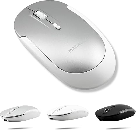 Macally Wireless Bluetooth Mouse for Mac, MacBook Pro/Air, iPad, and PC - Comfortable and Quiet Compatible Wireless Apple Mouse - Rechargeable Battery - Silver - Image 5