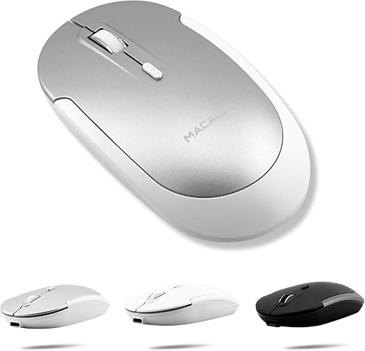 Macally Wireless Bluetooth Mouse for Mac, MacBook Pro/Air, iPad, and PC - Comfortable and Quiet Compatible Wireless Apple Mouse - Rechargeable Battery - Silver - Image 6