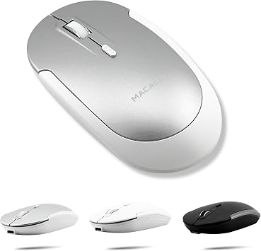 Macally Wireless Bluetooth Mouse for Mac, MacBook Pro/Air, iPad, and PC - Comfortable and Quiet Compatible Wireless Apple Mouse - Rechargeable Battery - Silver - Image 2